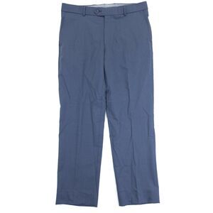 Ballin Comfort Eze Blue Pants Wool Blend Flat Front Trousers Size 33x27 *Hemmed*